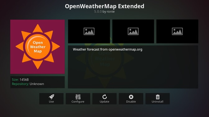 OpenWeatherMap Extended kodi addon