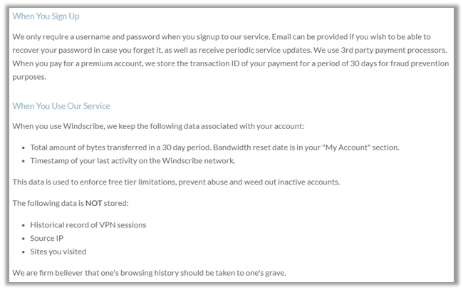 Windscribe Privacy Policy