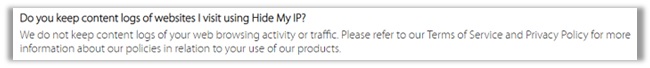 Hide My IP VPN Logging Policy