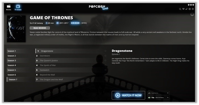 popcorn time game of thrones