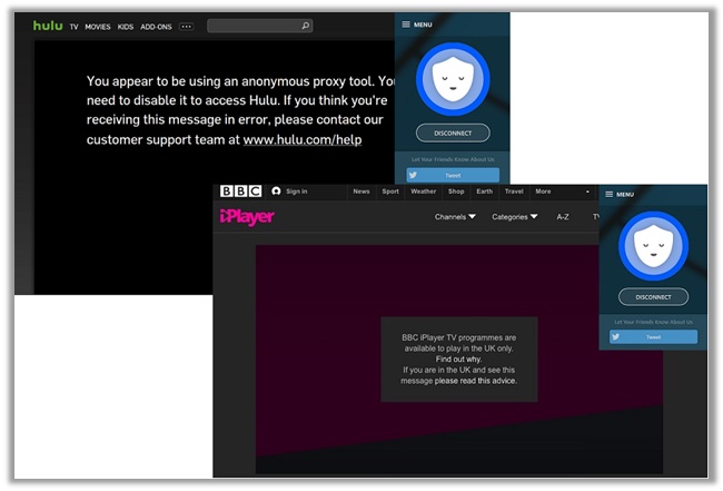 Betternet Hulu and BBC iPlayer Error