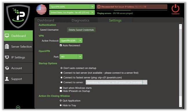 IPVanish Setup Interface-in-USA