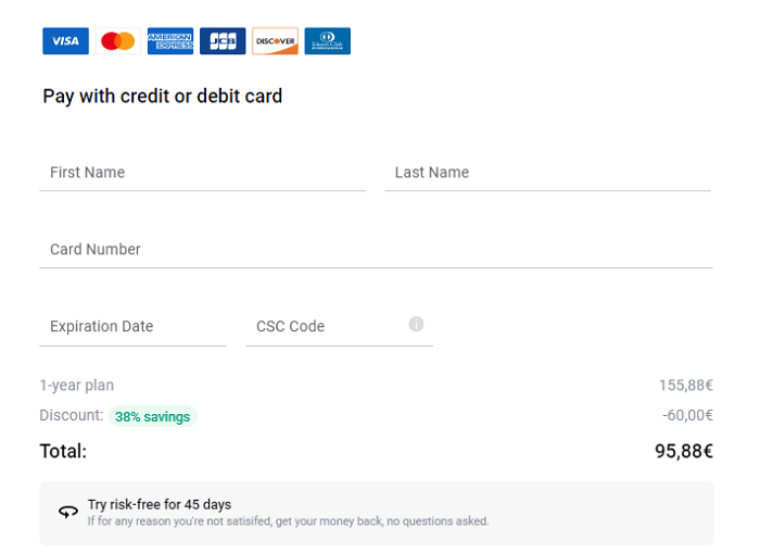 Betternet payment methods and refunds