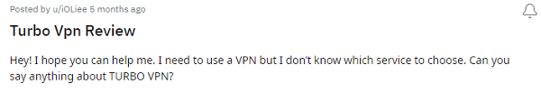 Reddit question Turbo VPN