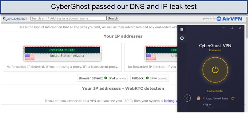 dns-ip-leak-test-results-for-cyberghost-review-in-South Korea