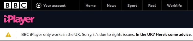 BBC iPlayer only works in UK