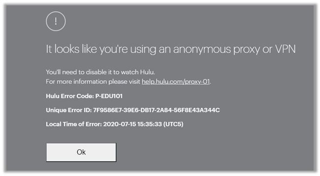 Hulu Anonymous Proxy Error