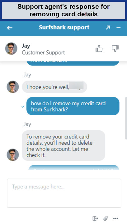 surfshark-support-on-removing-card-details-usa
