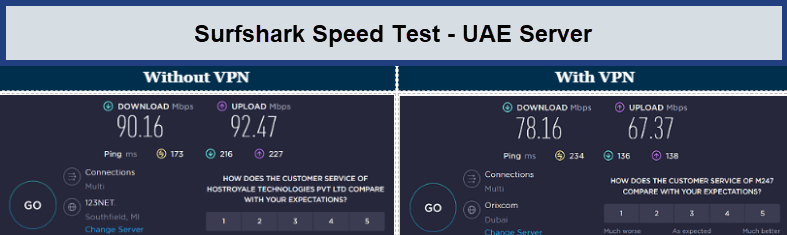 Surfshark-speed-test- UAEserver