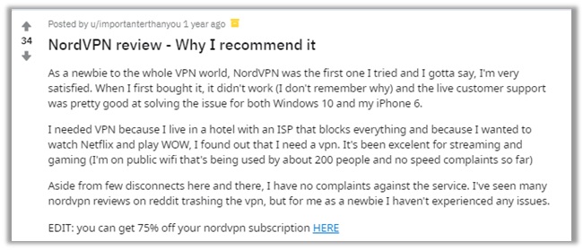 NordVPN Reddit Review-in-UK