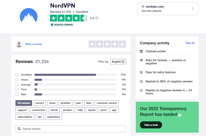 NordVPN-Trustpilot-Rating-au