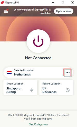 ExpressVPN locations button-in-Germany