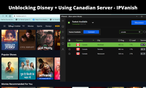 Unblocking-Disney-Plus-with-Canadian-Server-Using-with-IPVanish