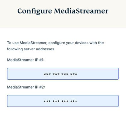 Configure MediaStreamer