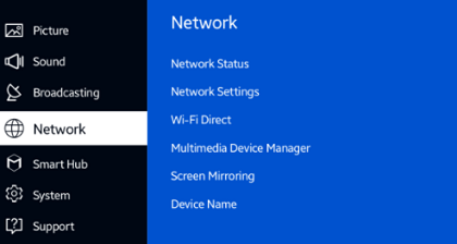 Select Network on Samsung TV