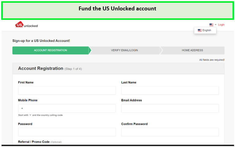 Fund the US Unlocked account.