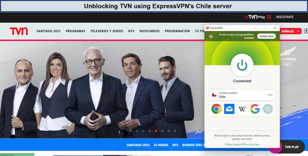 TVn-with-expressvpn-chile-ip-address