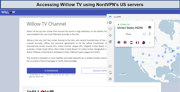 willow-tv-in-Spain-unblocked-by-nordvpn
