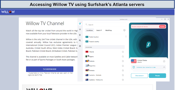 willow-tv-in-Spain-unblocked-by-surfshark