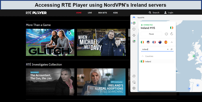 RTE-Player-in-France-unblocked-by-nordvpn