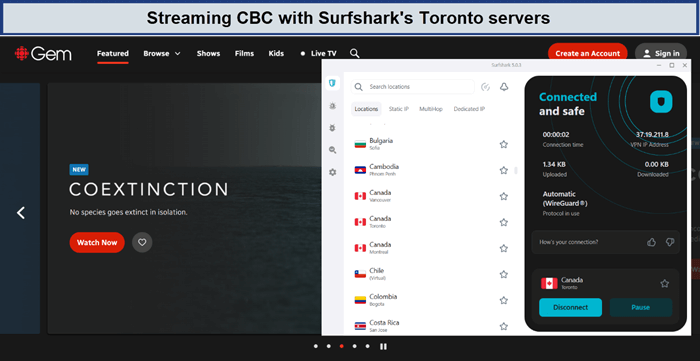 cbc-outside-Canada-unblocked-by-surfshark