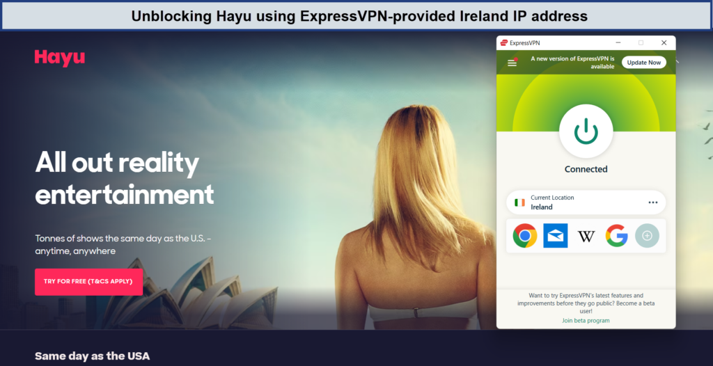 unblocking-hayu-with-expressvpn-irish-ip