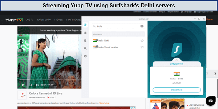 yupp-tv-in-India-unblocked-by-surfshark