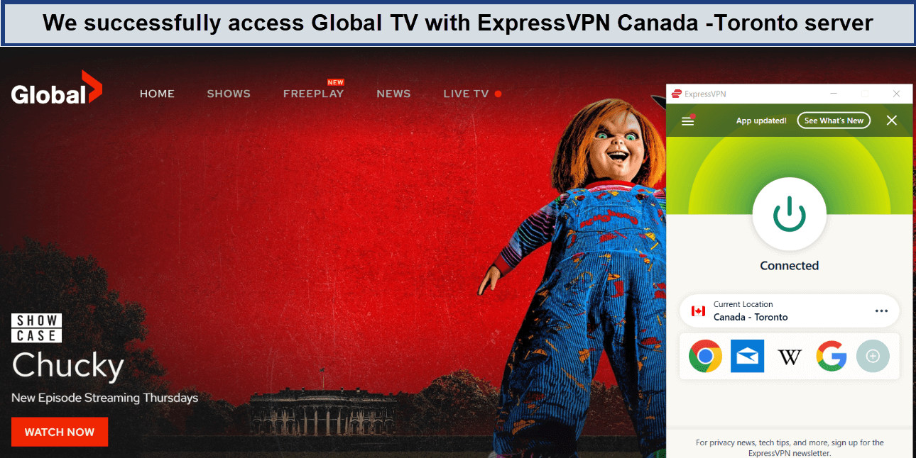 Unblock Global TV with ExpressVPN - in-Singapore