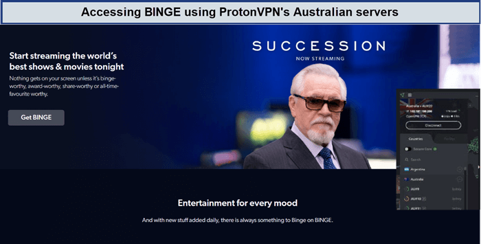 binge-unblocked-with-protonvpn-australia-servers-in-Canada