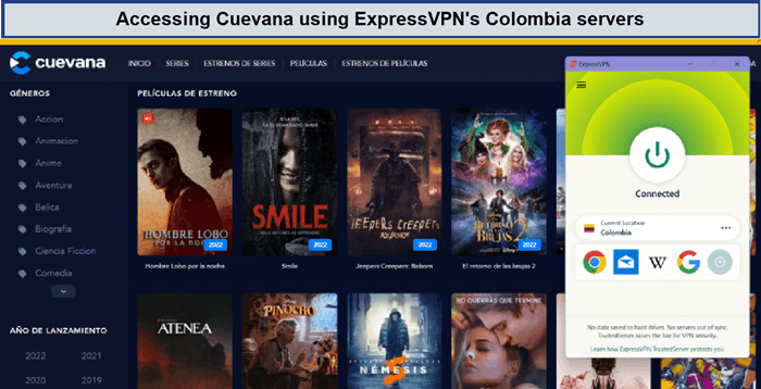 cuevana-unblocked-with-expressvpn-colombia-servers-in-Singapore