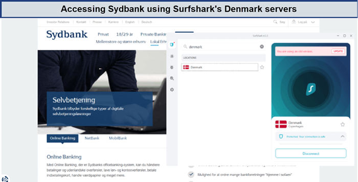 sydbank-unblocked-with-surfshark-denmark-servers-For Netherland Users 