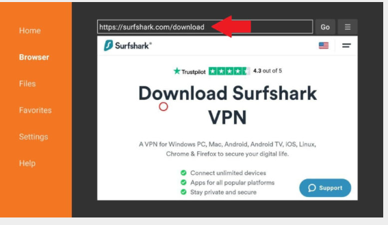 select-the-Surfshark-downloader-URL