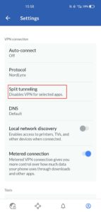 NordVPN Split Tunneling on Android 3