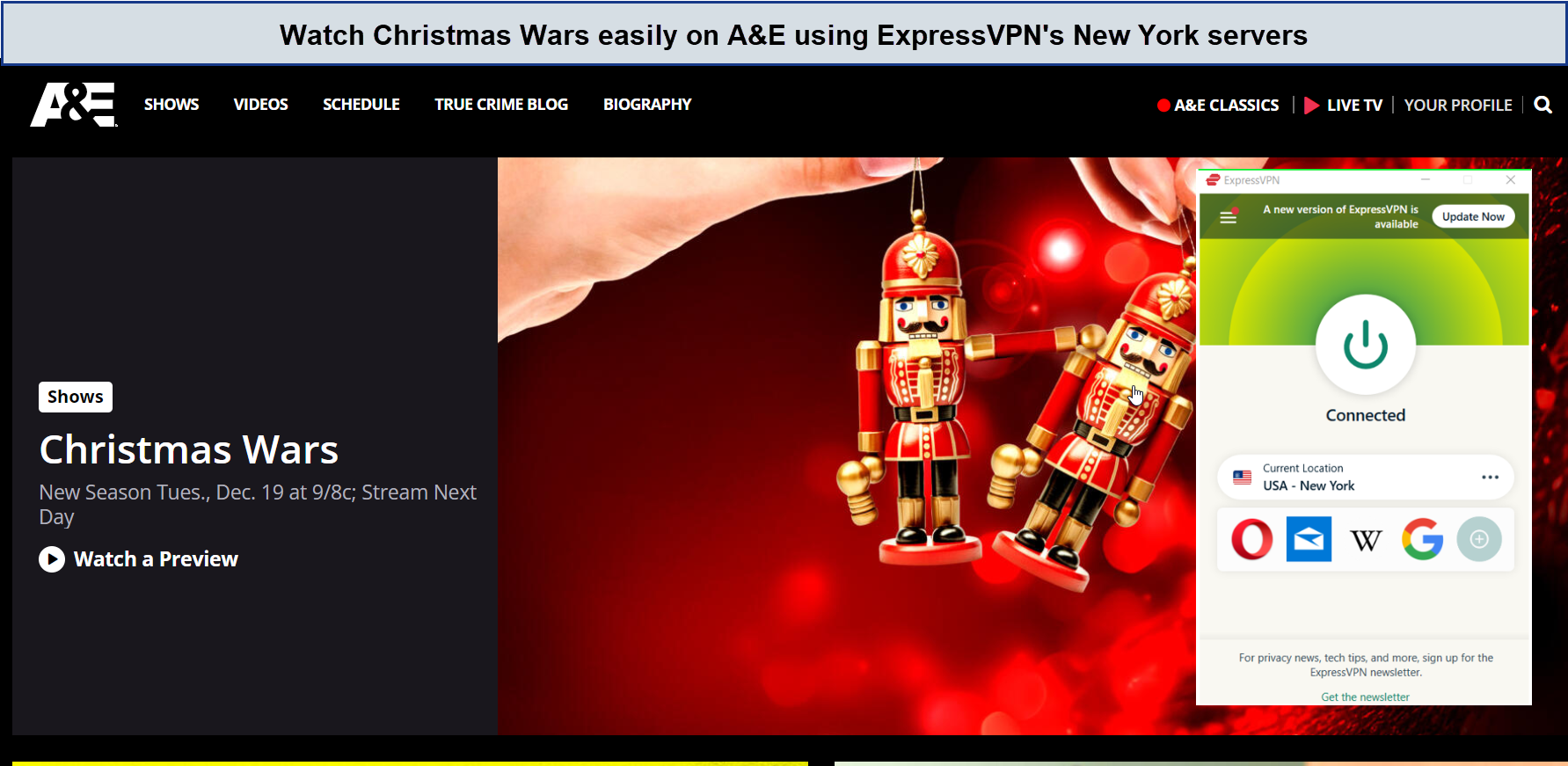 Christmas-Wars-on-A&E-using-ExpressVPN-in-South Korea