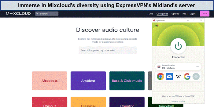 mixcloud-unblocked-using-UK-servers-expressvpn-in-France