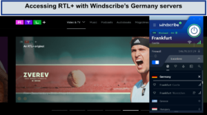 Unblock RTL+ using Windscribe's German servers. in-Singapore