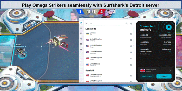 play-omega-strikers-using-us-servers-surfshark-in-UK